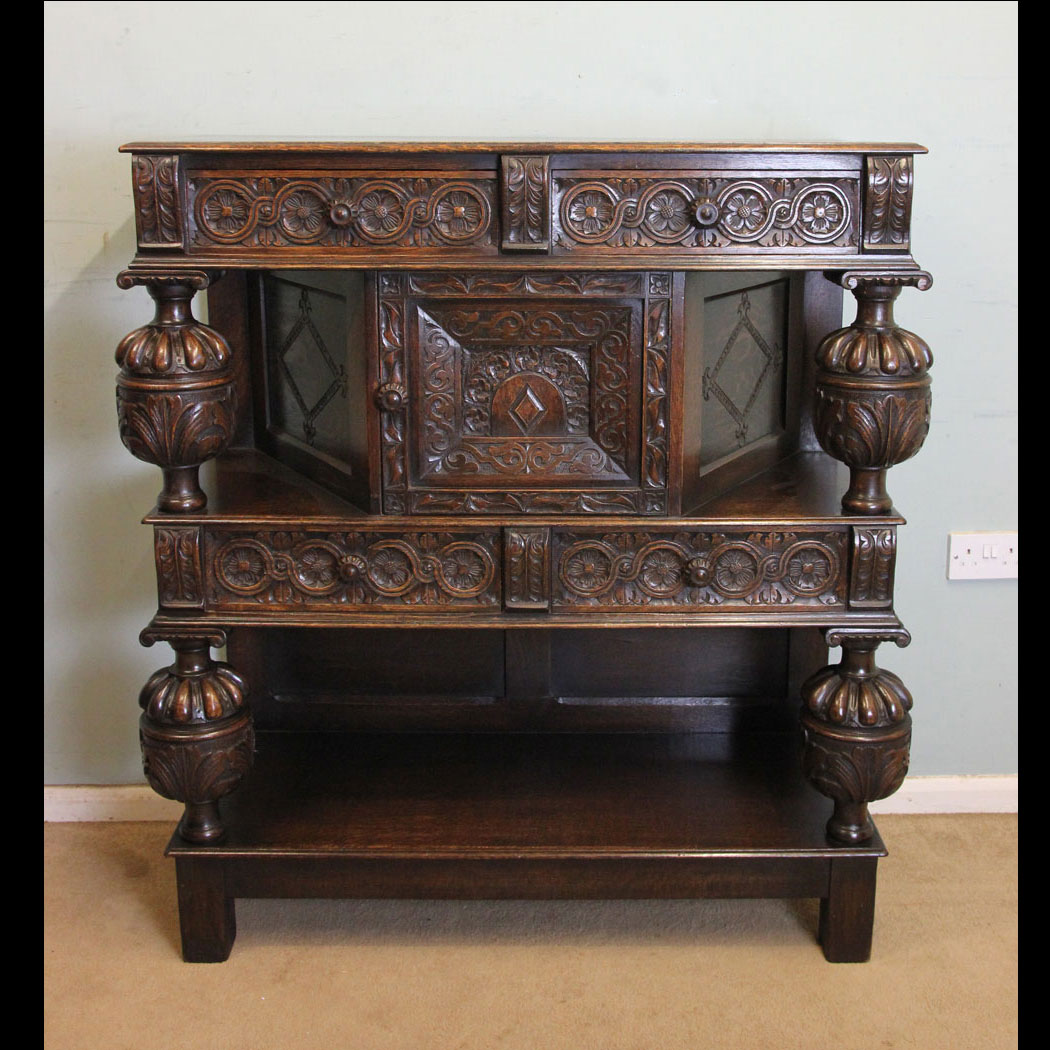 Antique Carved Oak Sideboard Court Cupboard. Antique Carved Oak Court Cupboard