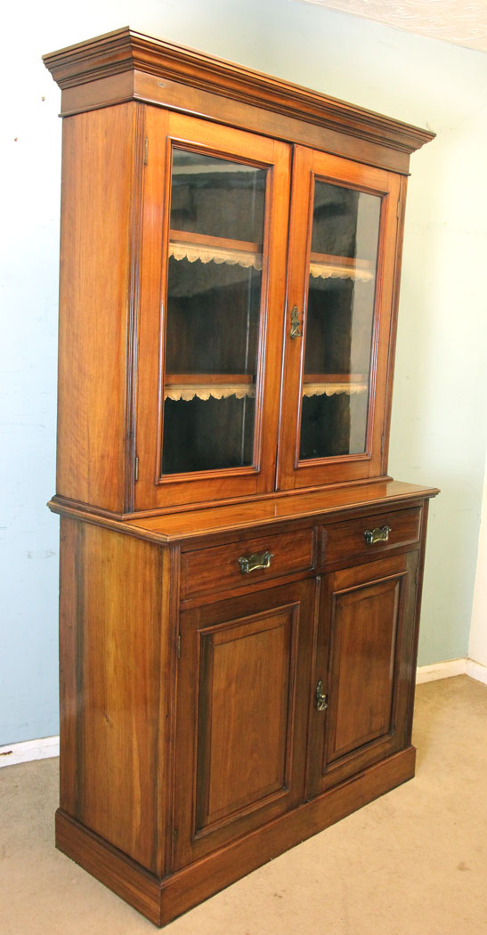 Antique Glazed Cupboard Bookcase,