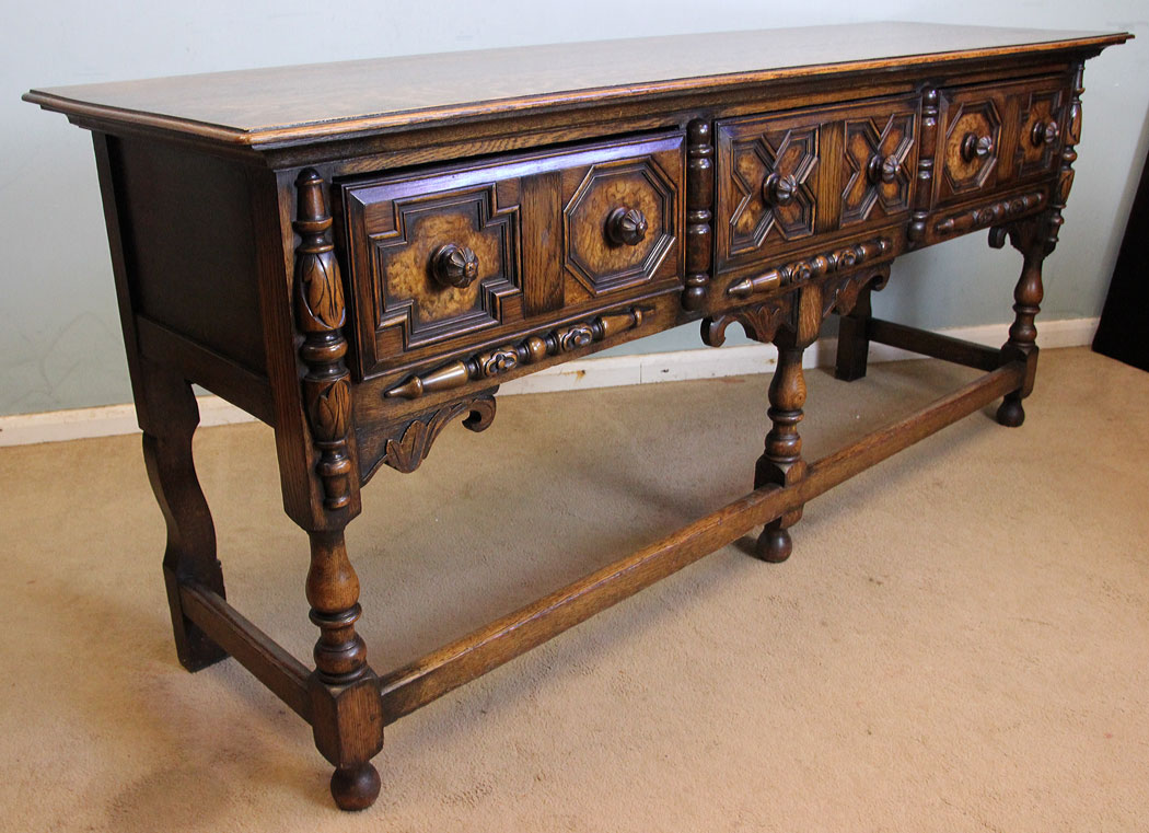 Antique Oak Walnut Dresser Base.