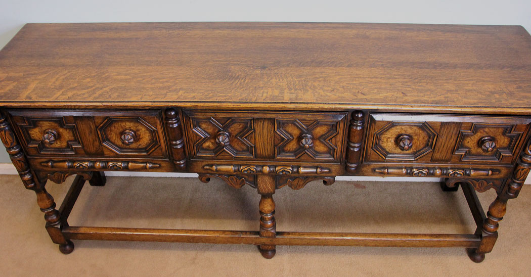 Antique Oak Walnut Sideboard Base.