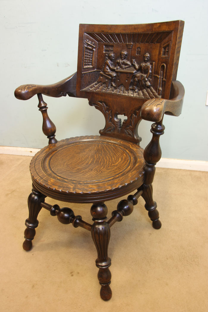 Antique Victorian Carved Oak Armchair,