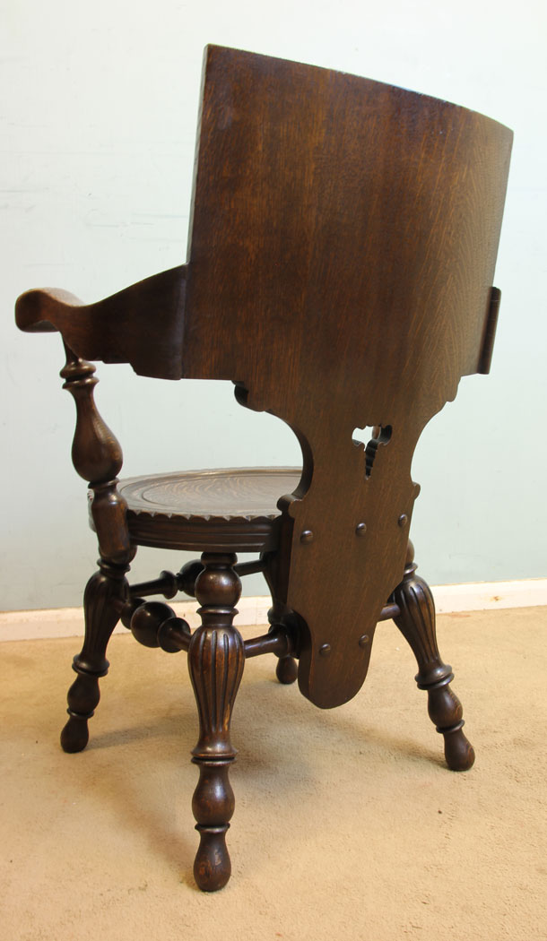 Antique Victorian Carved Oak Hall Chair,
