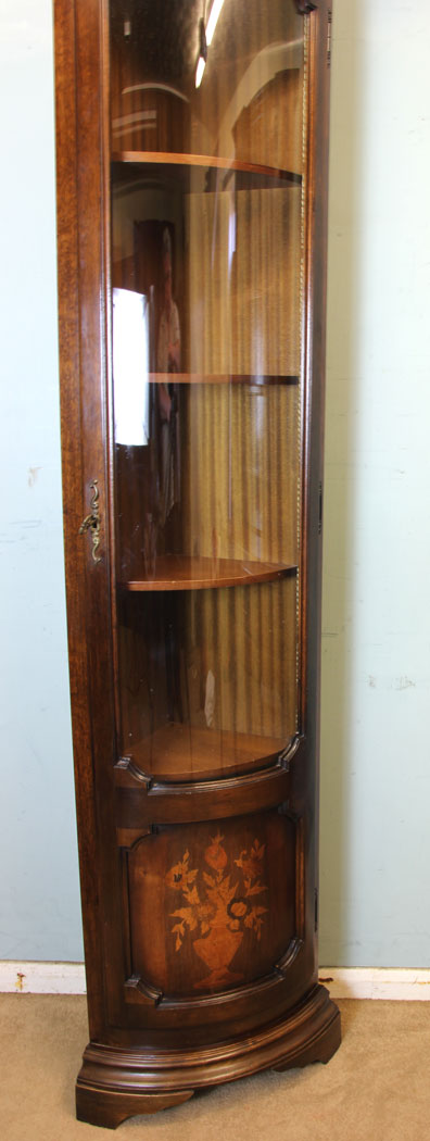 Bow Front Corner Inlaid Cabinet,