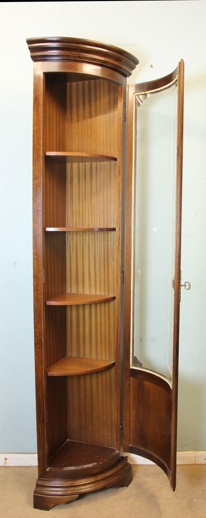 Bowed Glass Corner Cabinet,