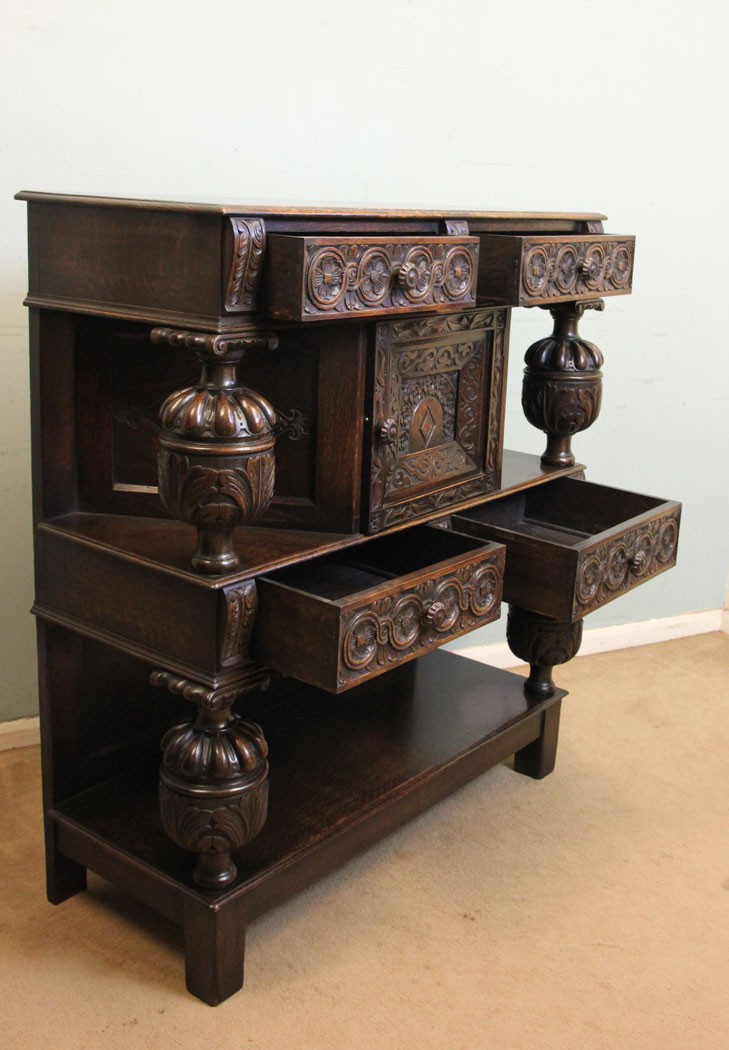 Carved Oak Court Cupboard.