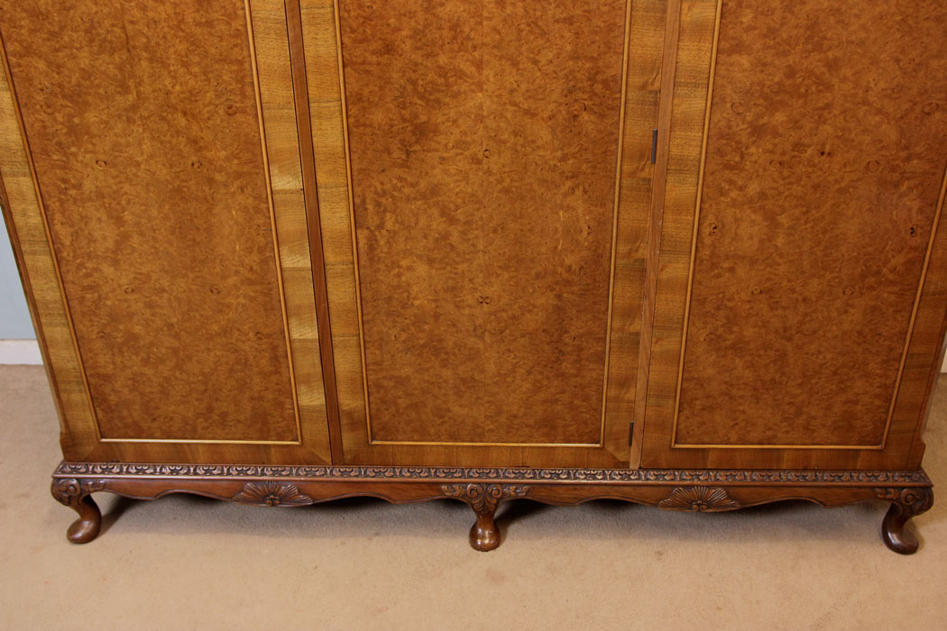 Queen Anne Style Burr Walnut Wardrobe.