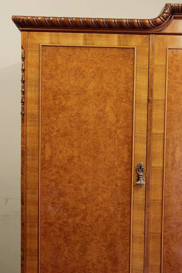 Triple Burr Walnut Wardrobe.