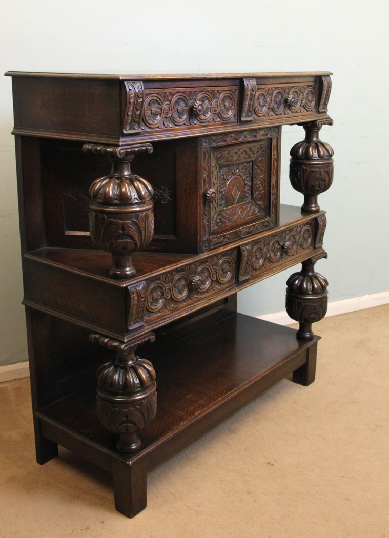 Vintage Carved Oak Court Cupboard.