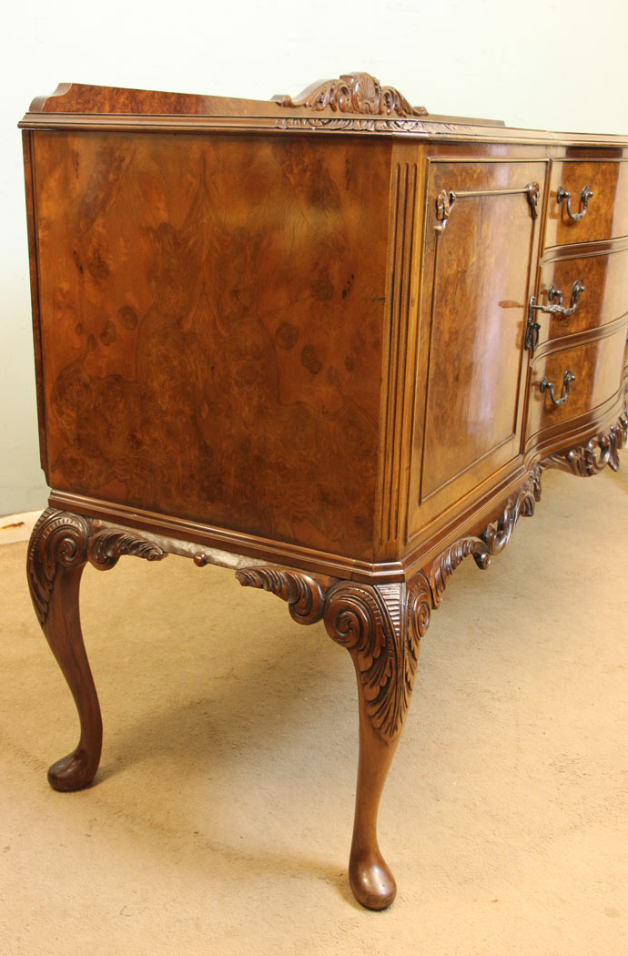 Antique Vintage Burr Walnut Sideboard,