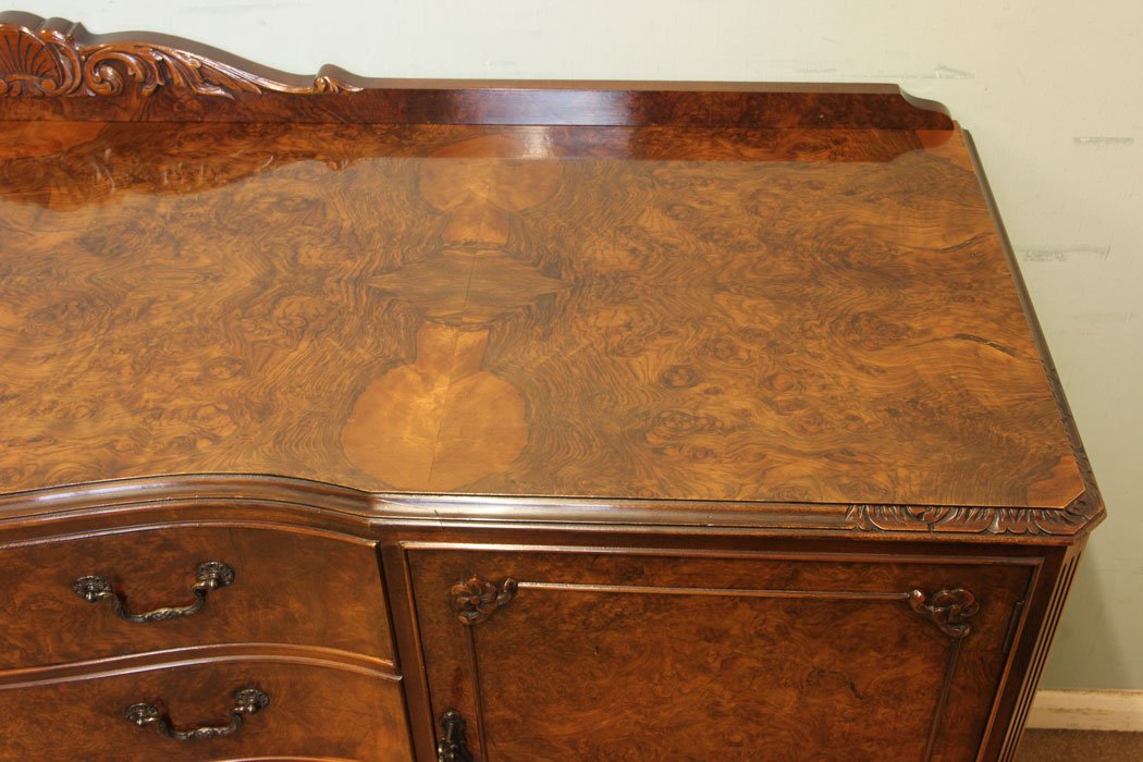 Queen Anne Style Burr Walnut Sideboard,