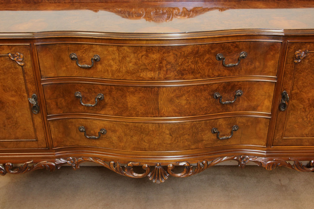 Serpentine Burr Walnut Sideboard,