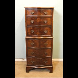 Antique Serpentine Front Burr Walnut Chest on Chest