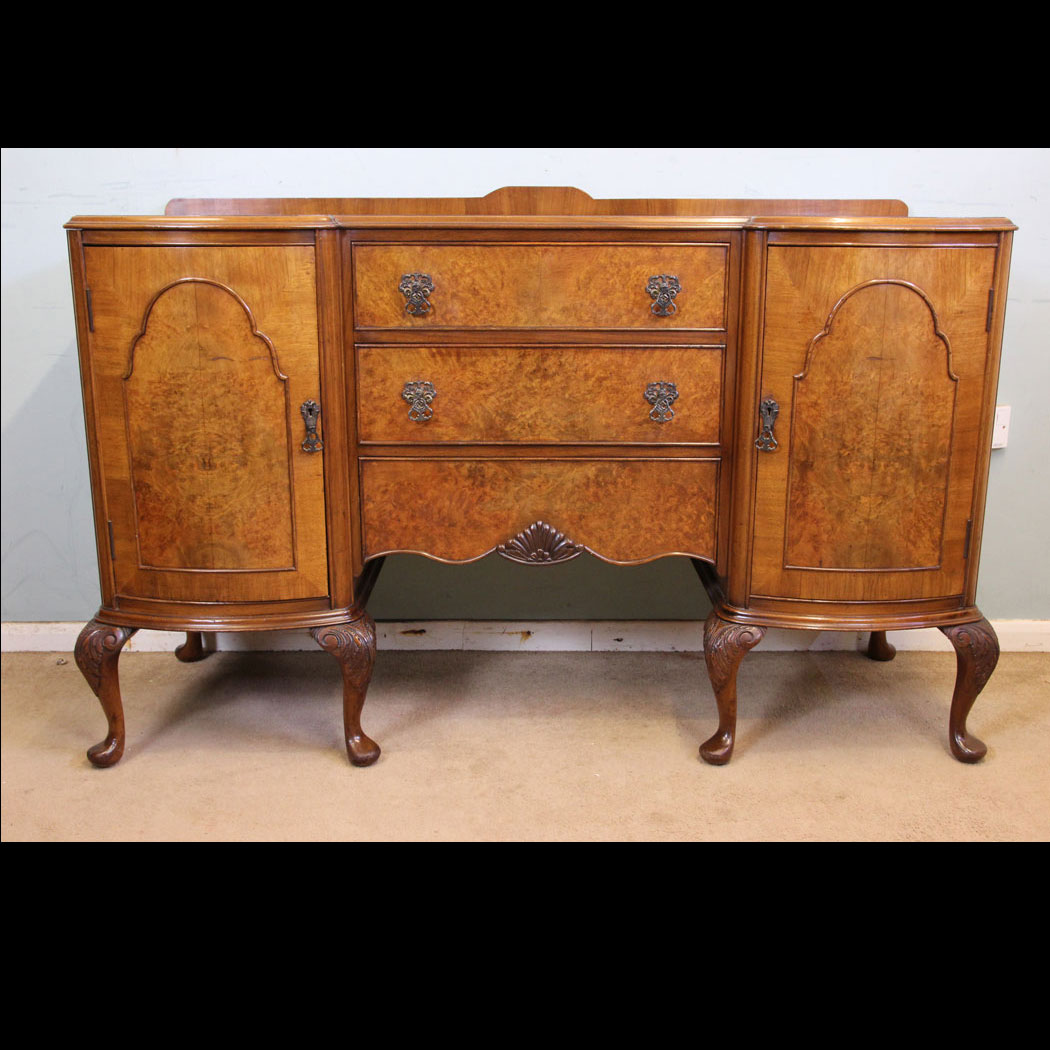 Antique Burr Walnut Sideboard, Antique Burr Walnut Sideboard Server