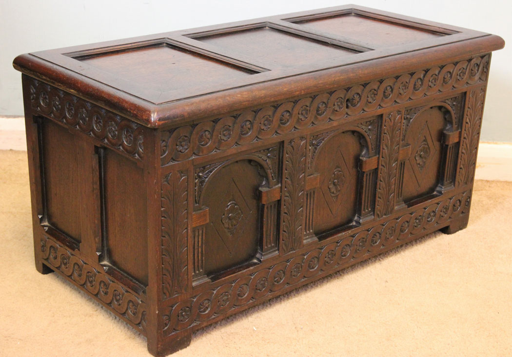 Antique Carved Walnut Coffer,