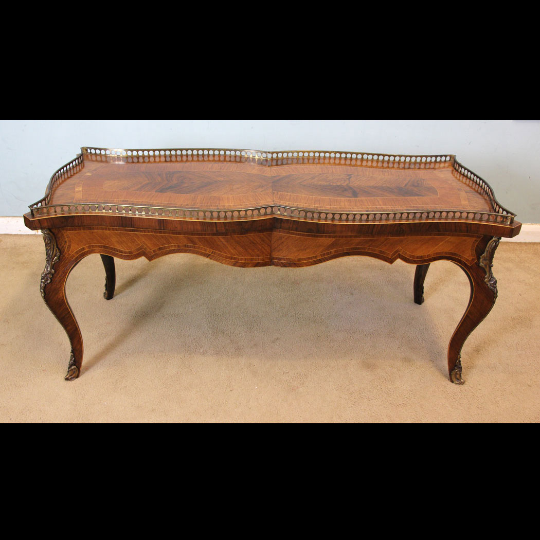 Antique Coffee Table, Antique Rosewood Inlaid Shaped Coffee Table