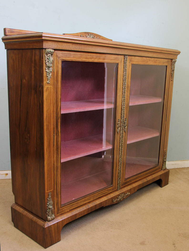 Antique Figured Walnut Display Cabinet,