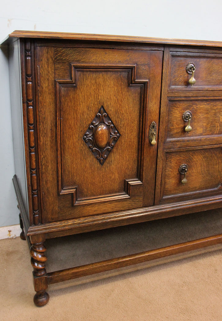 Antique Oak Barley Twist Sideboard,