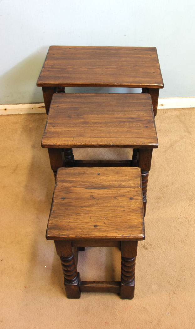 Antique Oak Nest Coffee Tables,