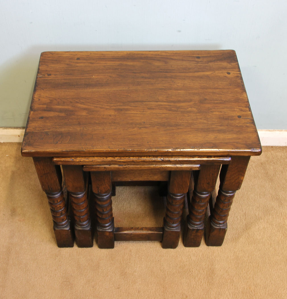 Antique Oak Nest Low Tables,