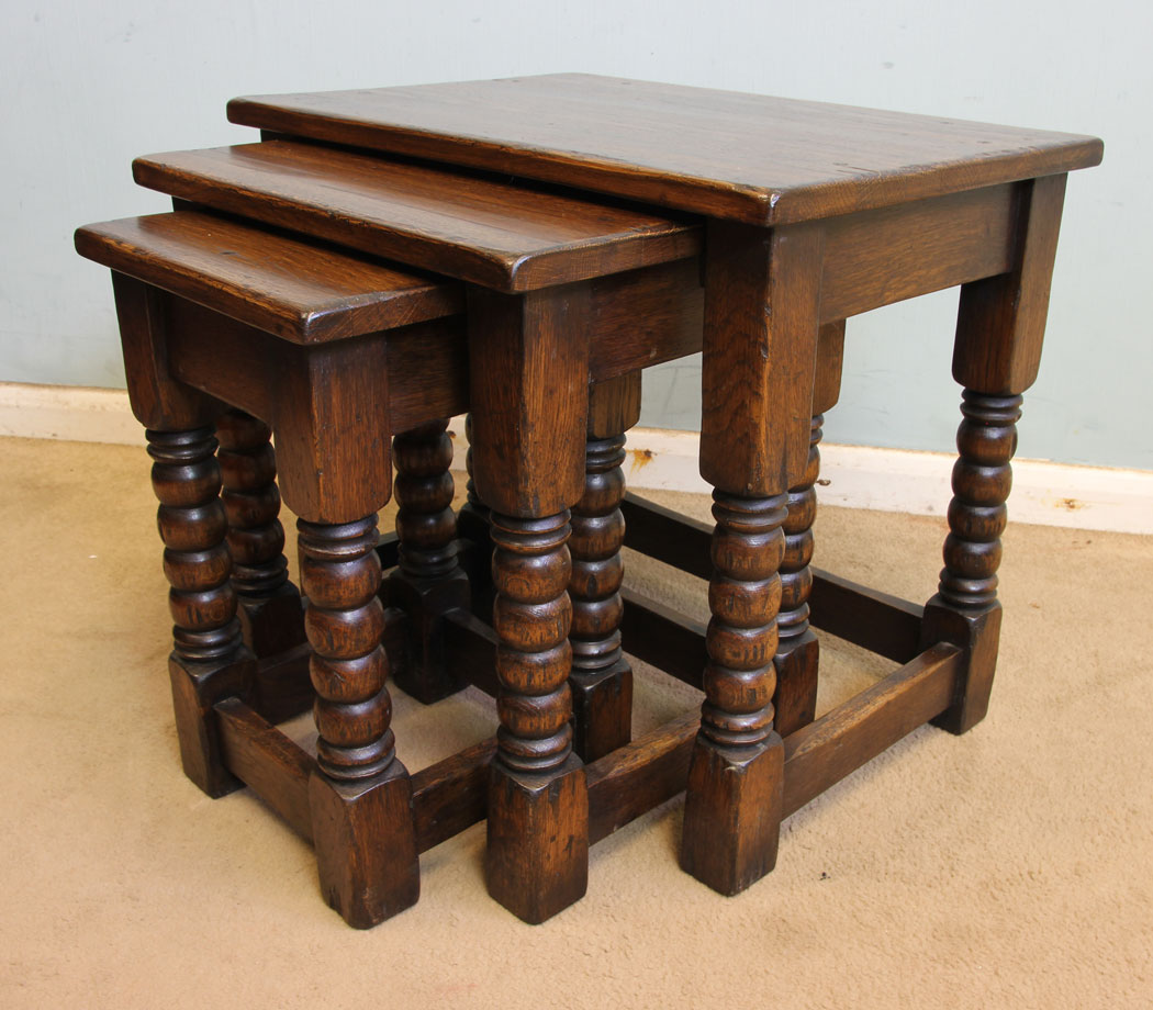 Antique Oak Nest Three Tables,