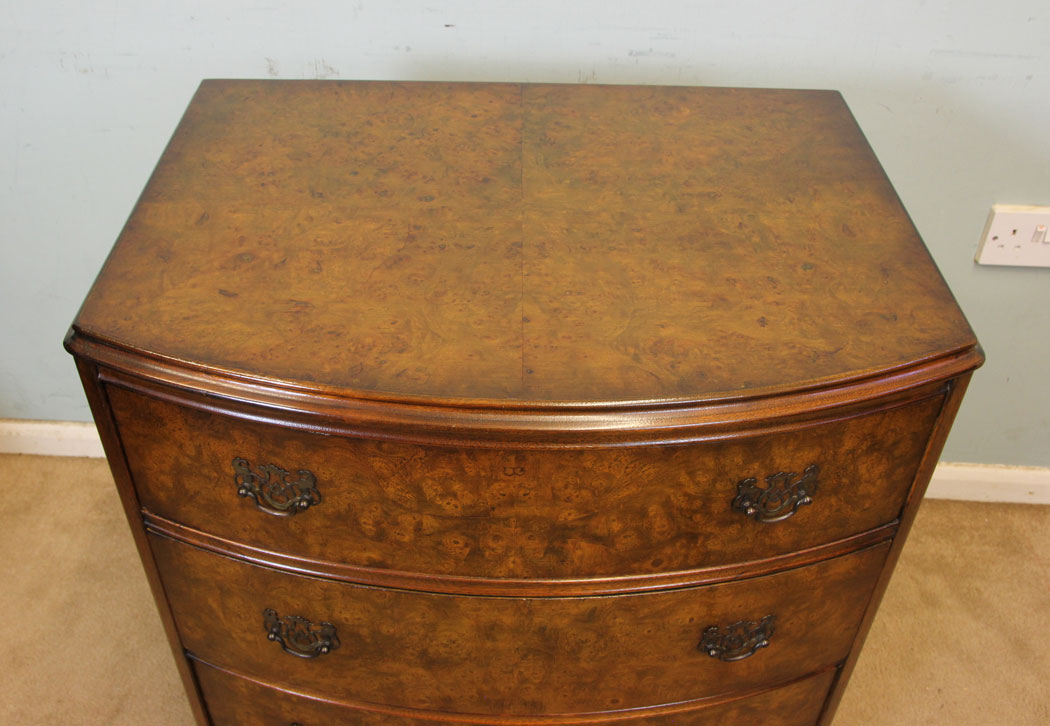 Antique Vintage Burr Walnut Chest Drawers,