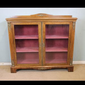Antique Figured Walnut Display Cabinet.