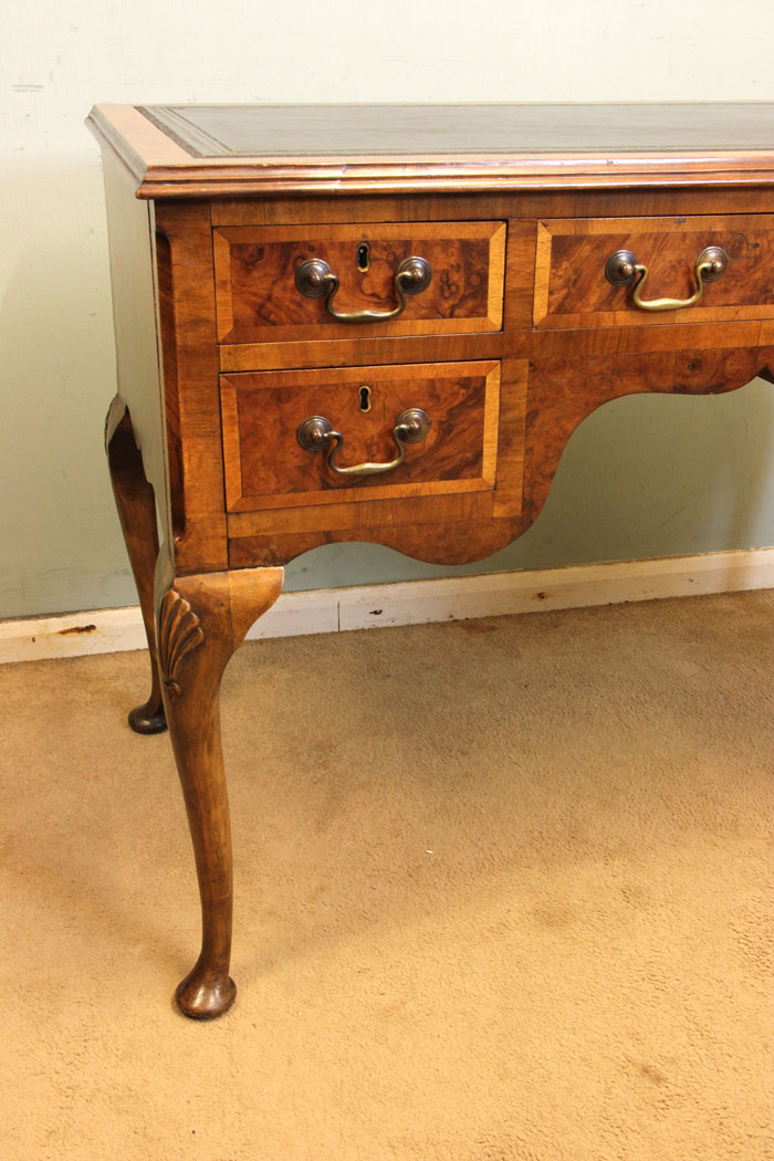 Antique Walnut Writing Desk, Queen Anne Style,