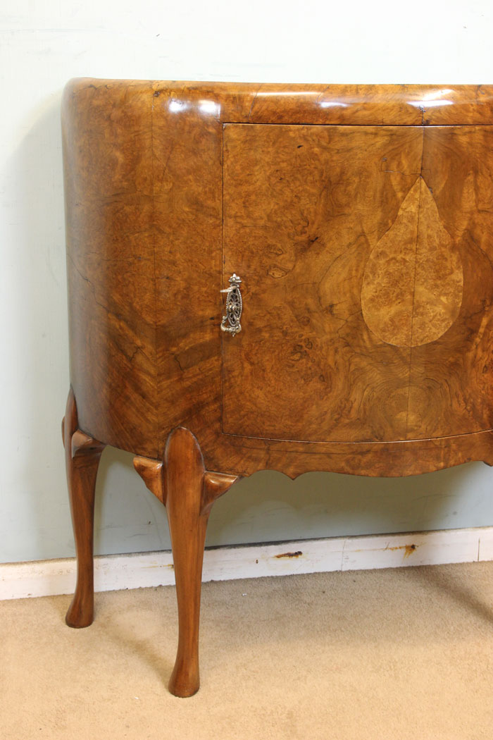 Bow Front Antique Side Cabinet, Sideboard,