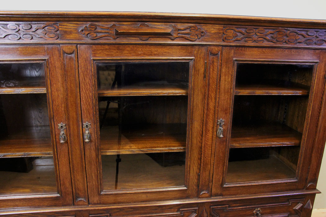 Glazed Antique Oak Bookcase,