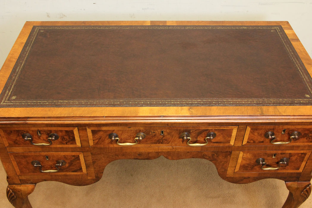 Leather Top Antique Walnut Writing Desk,