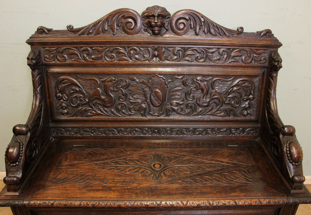 Oak Victorian Antique Settle,