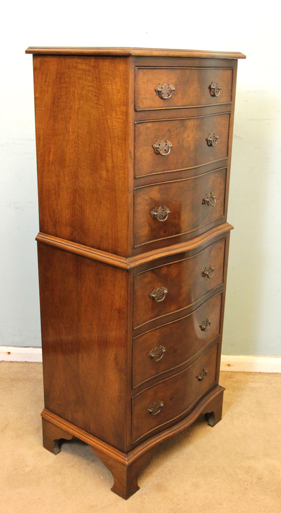 Slim Antique Burr Walnut Chest Drawers,