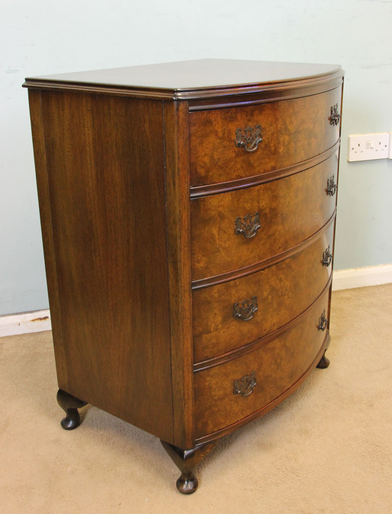 Small Vintage Burr Walnut Chest Drawers,