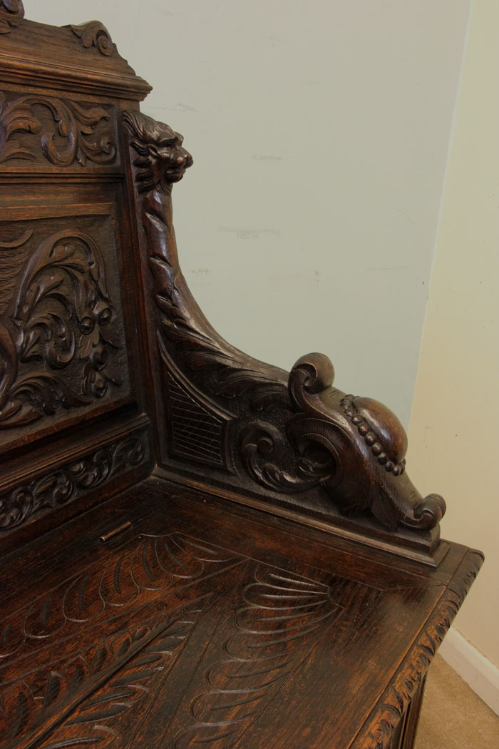 Victorian Antique Carved Oak Settle,