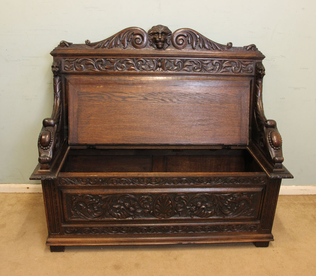 Victorian Antique Settle Hall Seat,