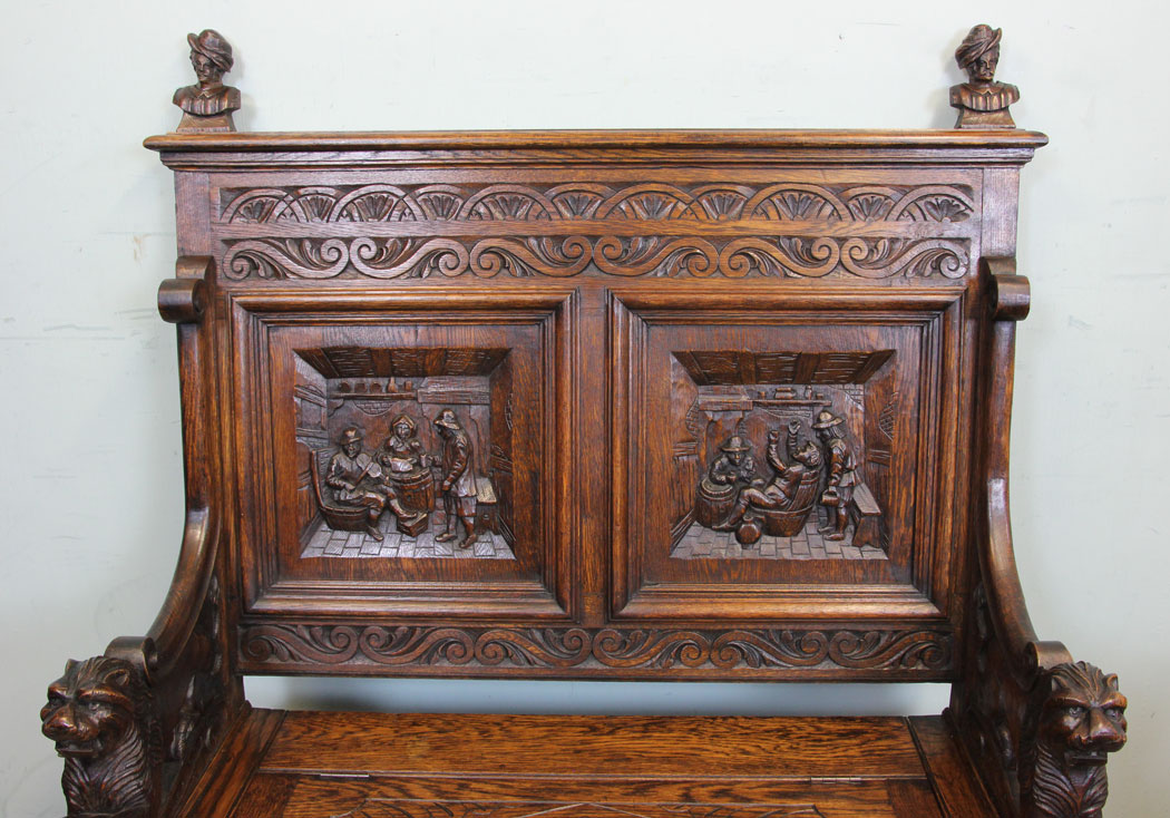 10954r3 Antique Victorian Oak Settle.