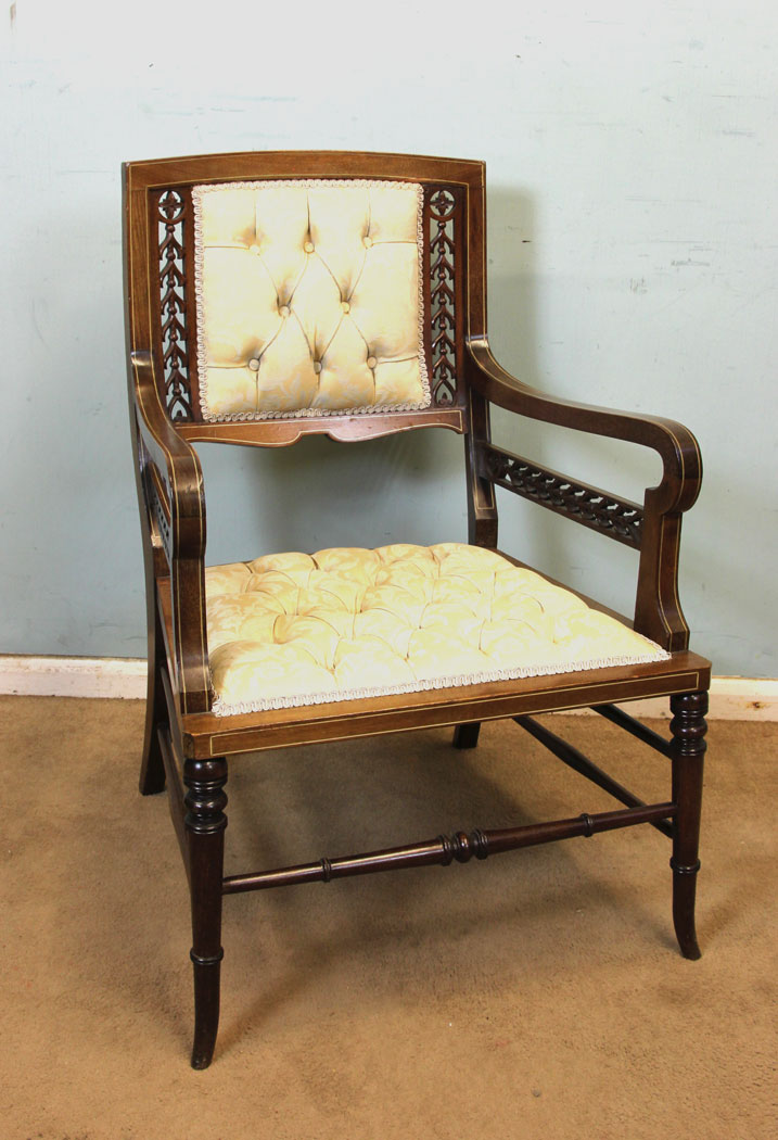 Antique Inlaid Mahogany Bedroom Armchair,