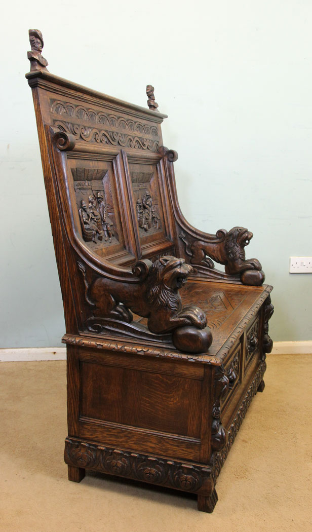 Antique Oak Bench Settle.