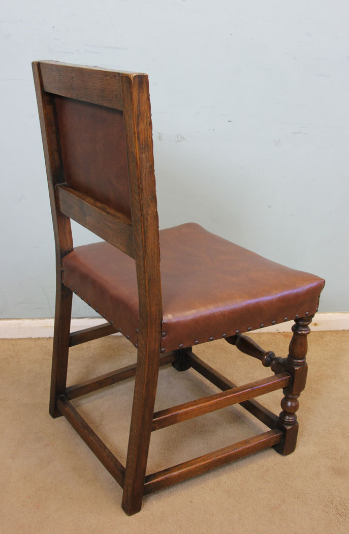 Antique Set Four Oak Country Dining Chairs,