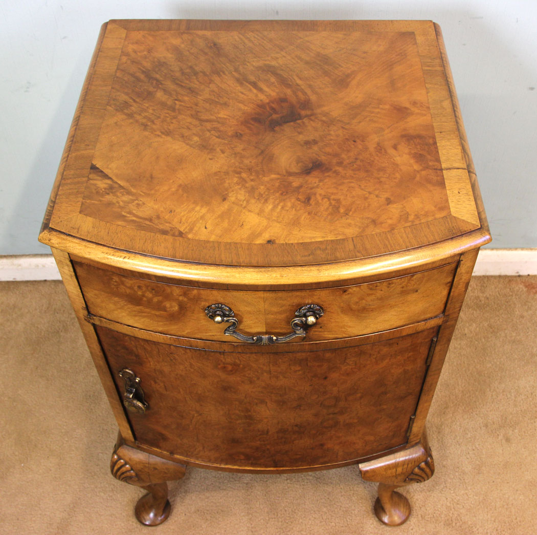 Antique Walnut Bedside Cupboard Cabinet,