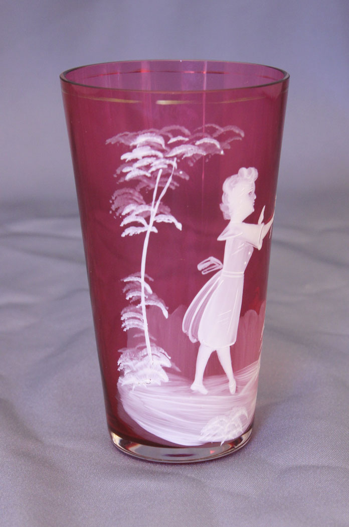 10957r310957r2 Antique Victorian Cranberry Mary Gregory Tot, Antique Cranberry Mary Gregory Tot,
