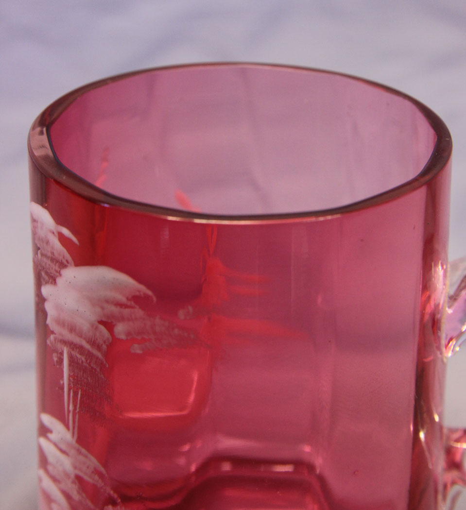 10958r8 Victorian Antique Cranberry Tumbler, Victorian Antique Cranberry Tumbler,