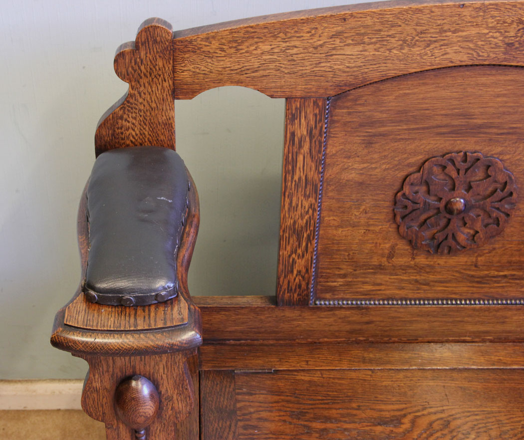 10966r10 Antique Small Oak Hallstand / Bench