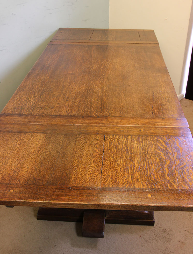 10967r7 Antique Drawleaf Refectory KitchenTable, Antique Draw Leaf Refectory Dining Table.