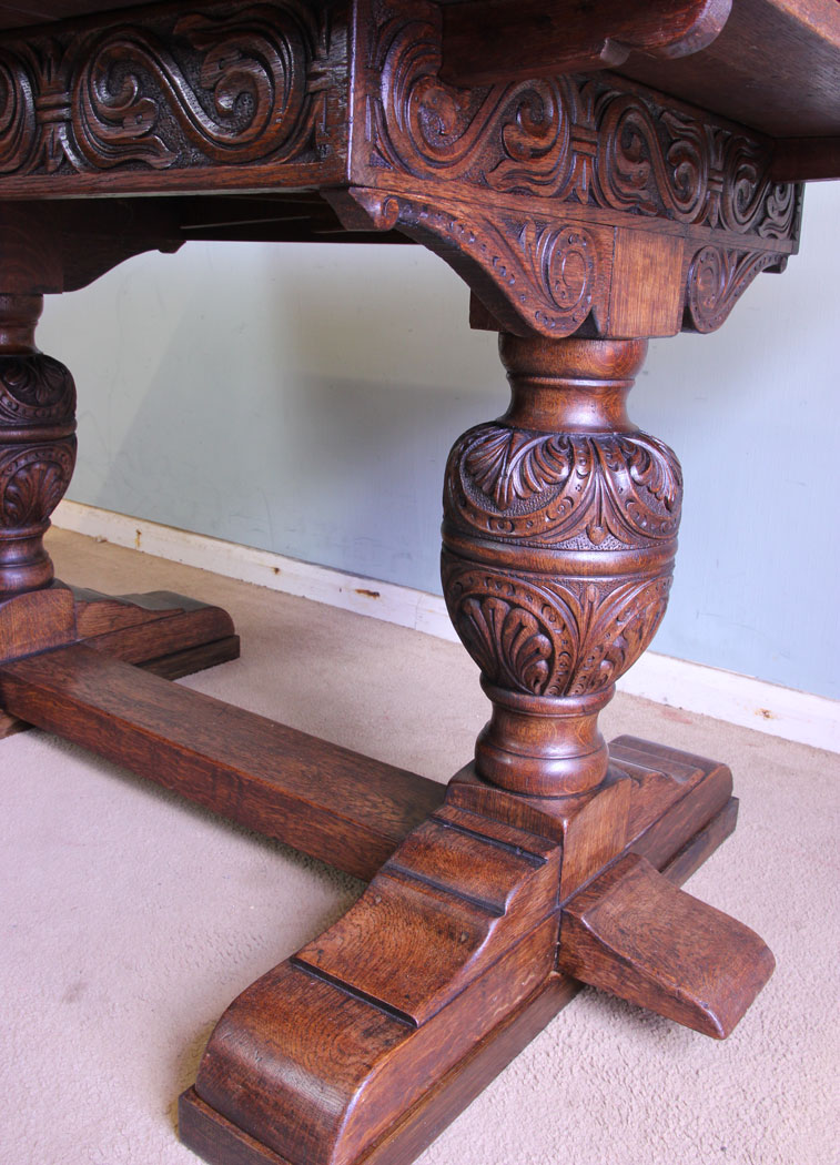10967r8 Antique Drawleaf Refectory Table, Antique Draw Leaf Refectory Dining Table.
