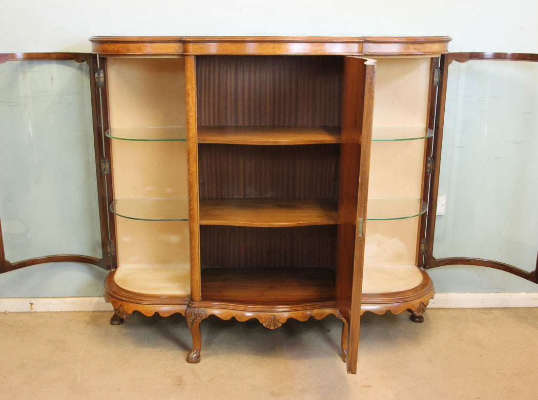 10973r10 Antique Burr Walnut Sideboard, Antique Burr Walnut Credenza