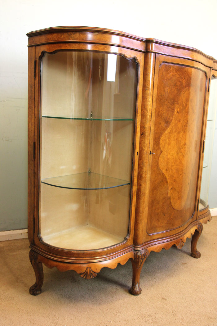 10973r4 Antique Burr Walnut Credenza, Antique Burr Walnut Credenza