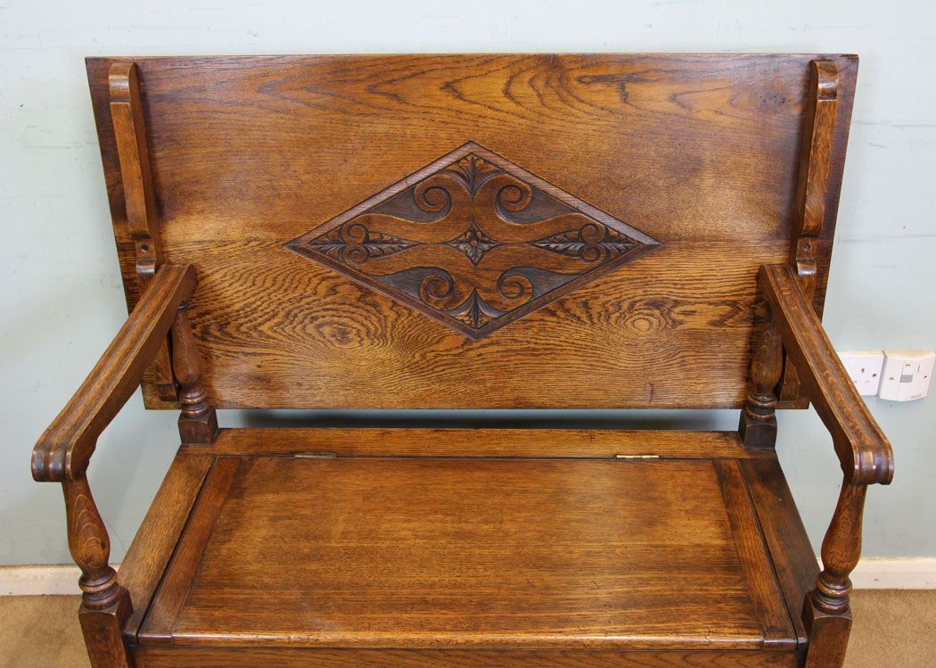 10975r6 Antique Monks Bench, Hall Chair, Antique Oak Monks Bench