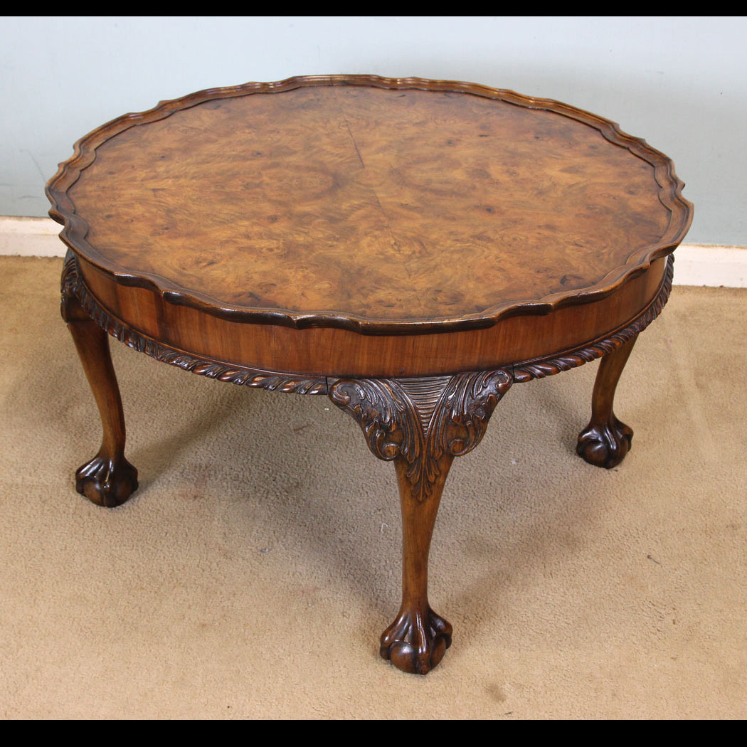 10977r01 Antique Burr Walnut Coffee Table, Antique Burr Walnut Coffee Table,