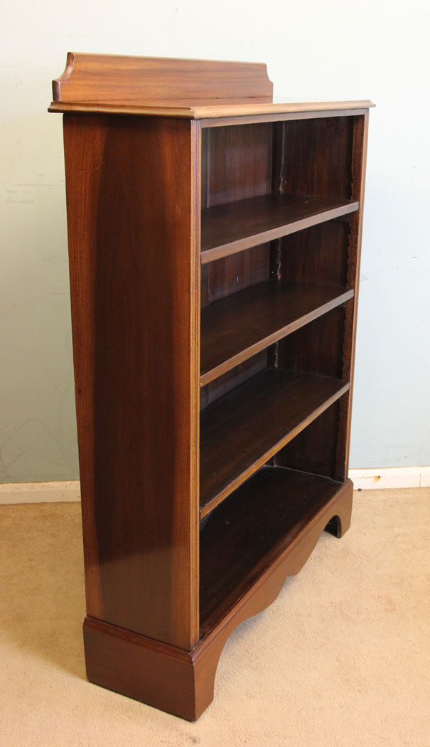 10983r4 Mahogany Antique Open Bookcase, Antique Edwardian Mahogany Open Bookcase